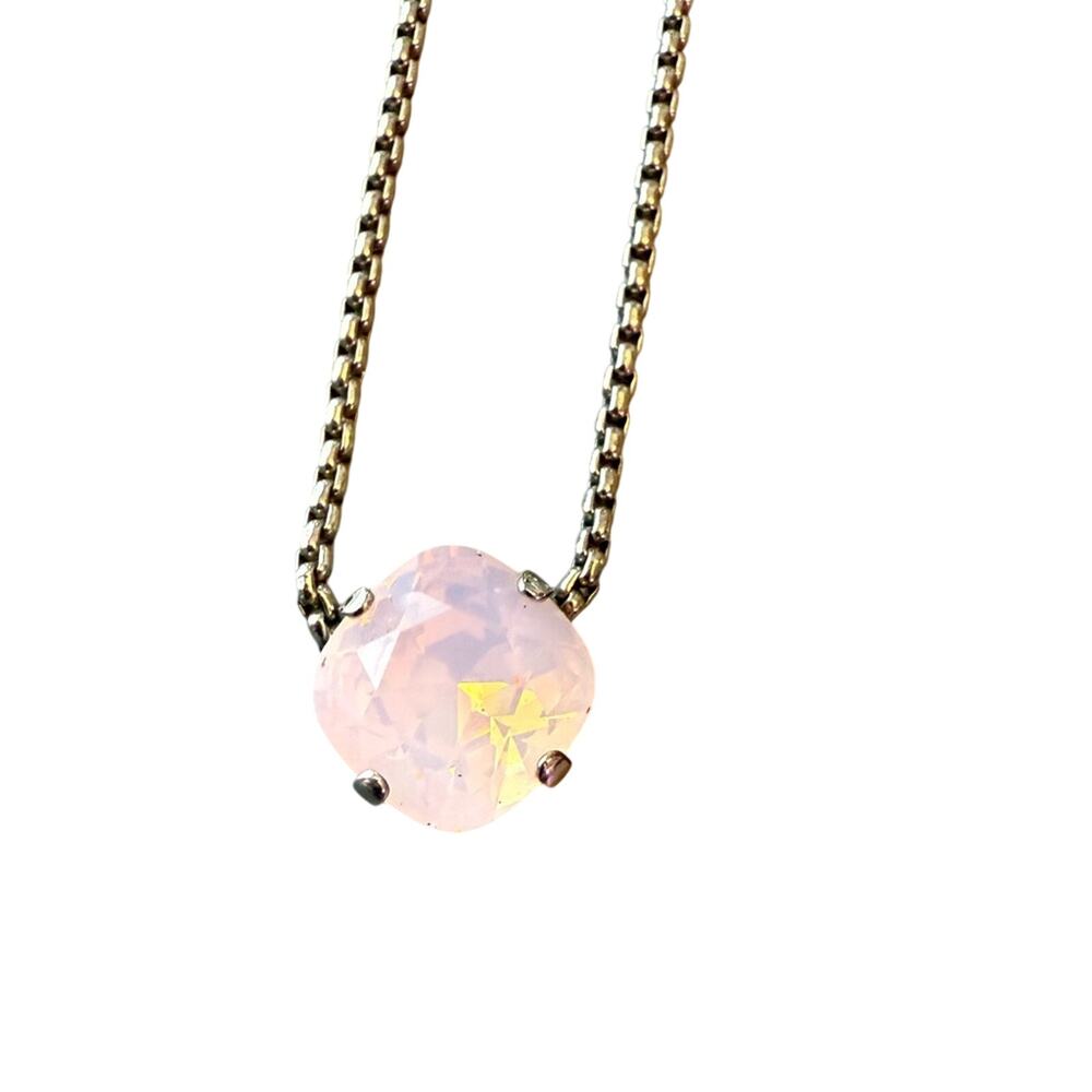 Sabika Pink Crystal Pendant Silver Tone Necklace